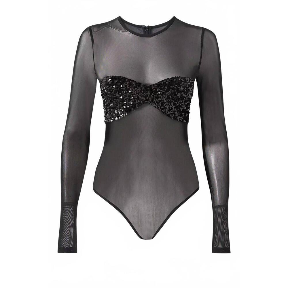 NEW MISHA callista sequin-embellished bodysuit in black - Picture 4 of 4